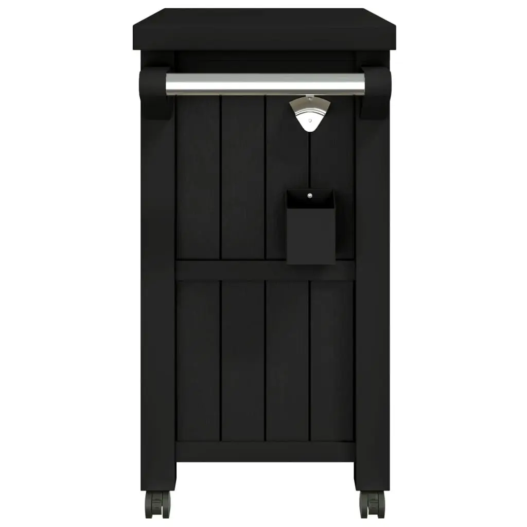 3-in-1 Serving Cart with Ice Bucket Rolling Kitchen Dining Trolley Black