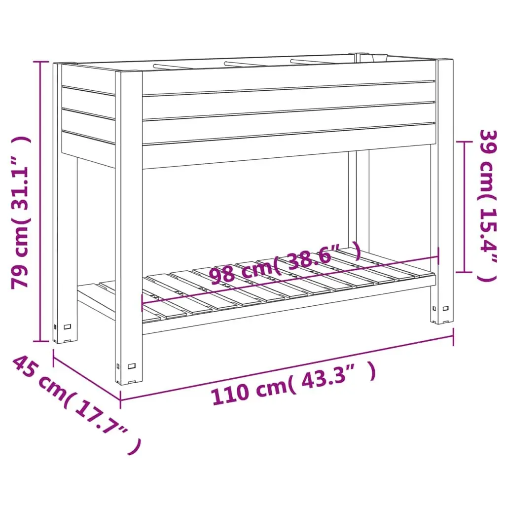Garden Raised Bed Planter Box 110x45x79 cm Self Watering Elevated Flower Pot