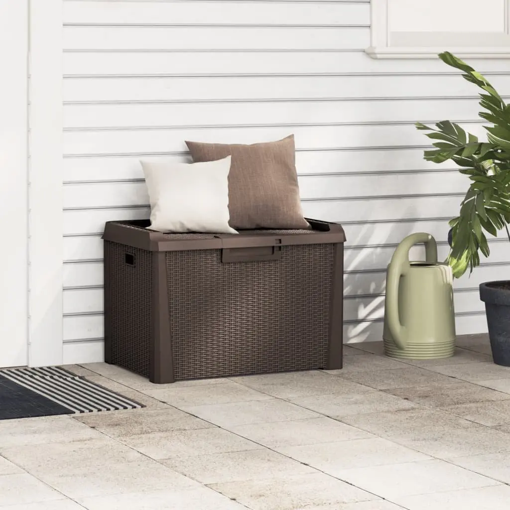 Garden Storage Box Brown Rattan Look 125L Outdoor Cushion Chest