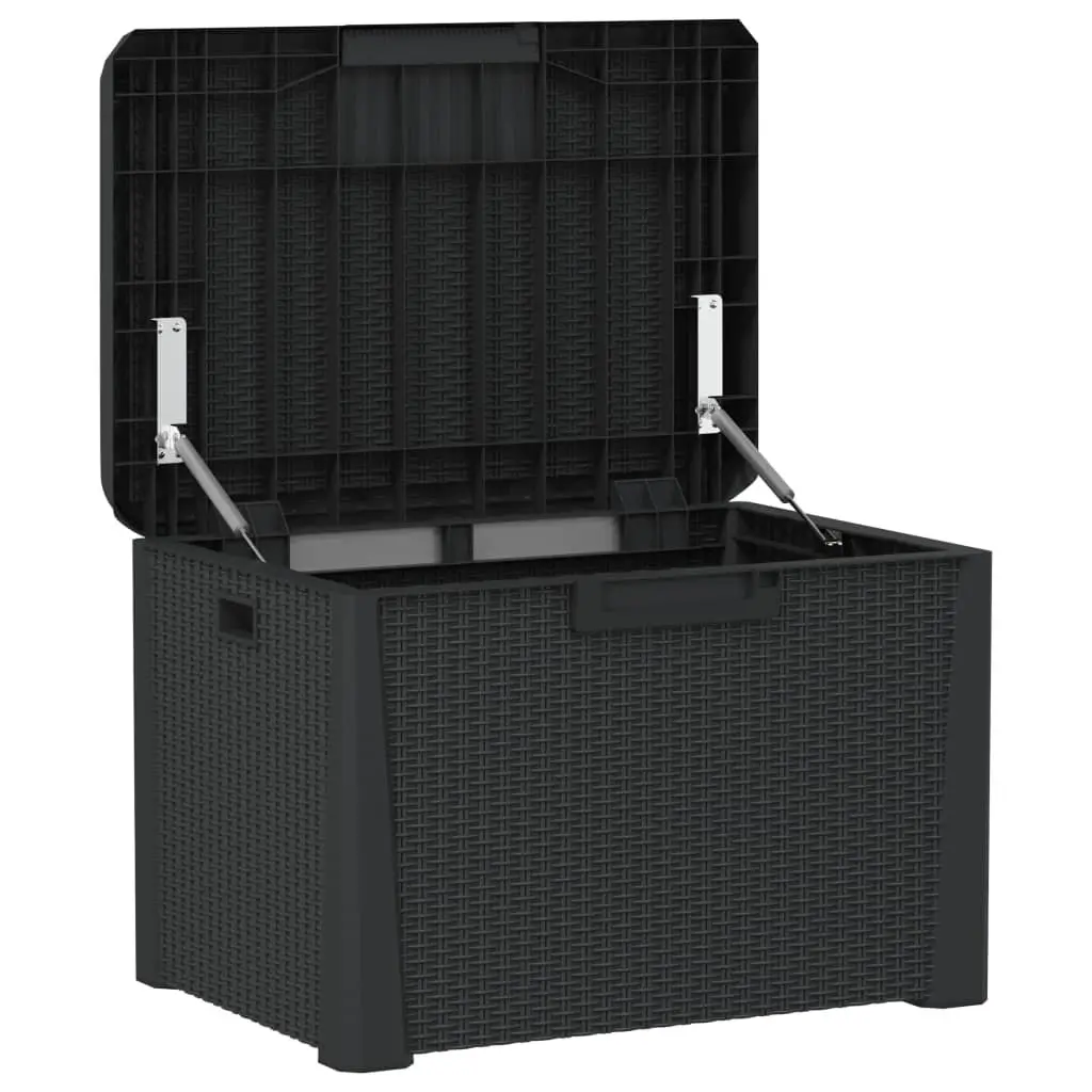 Garden Storage Box Rattan Look with Seat Cushion Anthracite 125L Outdoor Patio Deck Bench