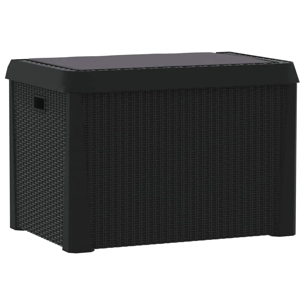 Garden Storage Box Rattan Look with Seat Cushion Anthracite 125L Outdoor Patio Deck Bench