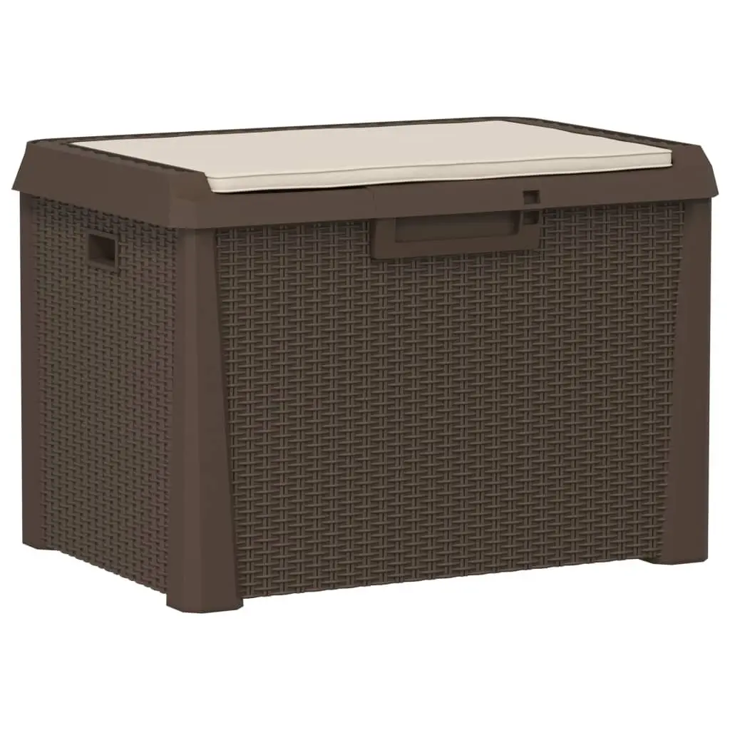 Garden Storage Box Rattan Look 125L with Seat Cushion Brown