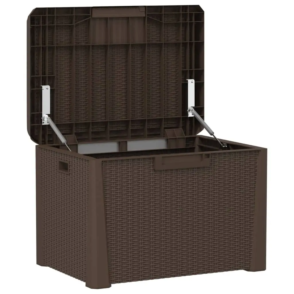 Garden Storage Box Rattan Look 125L with Seat Cushion Brown