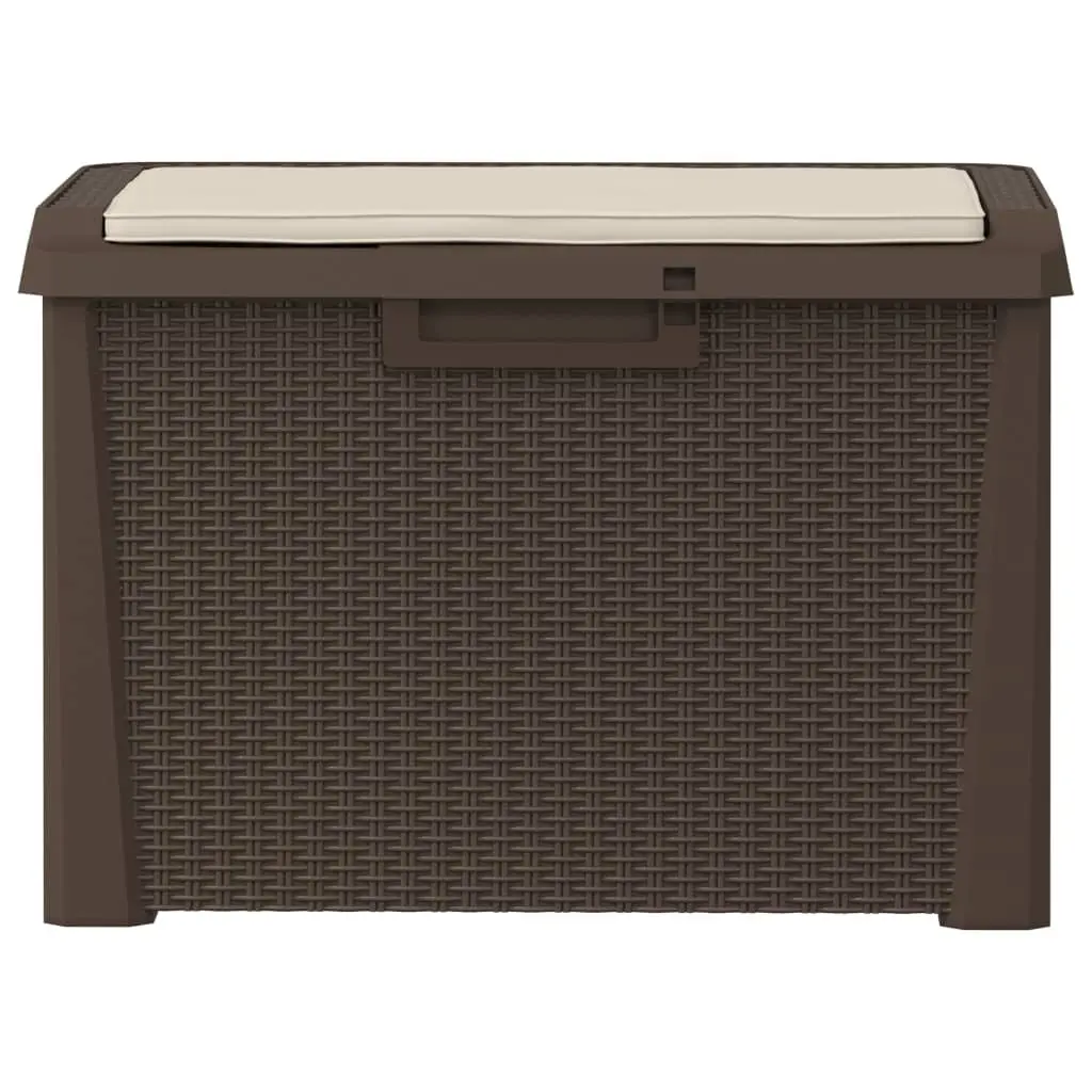 Garden Storage Box Rattan Look 125L with Seat Cushion Brown
