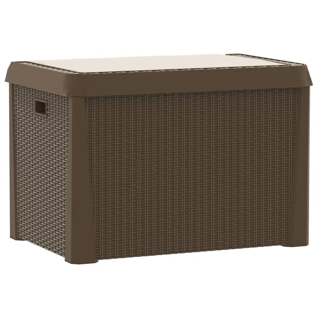 Garden Storage Box Rattan Look 125L with Seat Cushion Brown