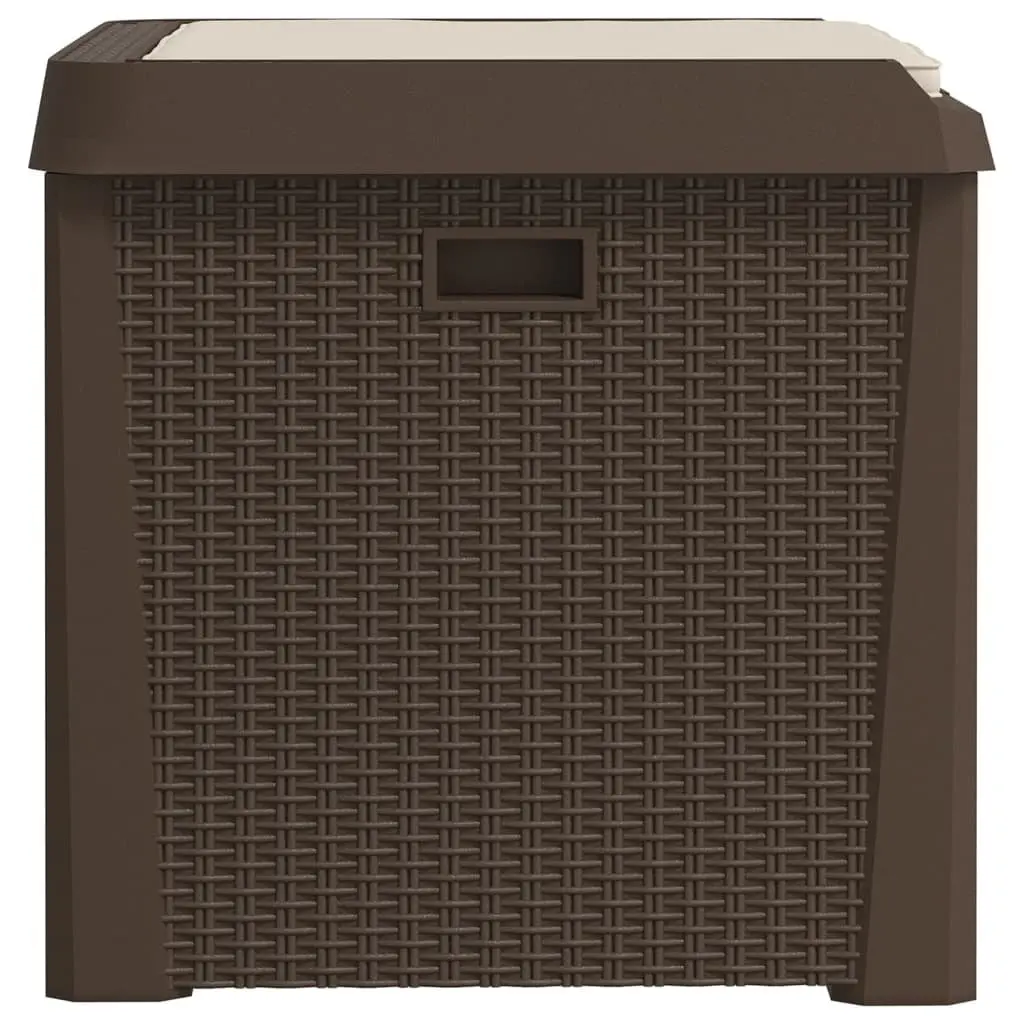 Garden Storage Box Rattan Look 125L with Seat Cushion Brown