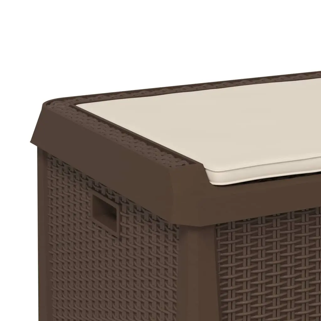 Garden Storage Box Rattan Look 125L with Seat Cushion Brown