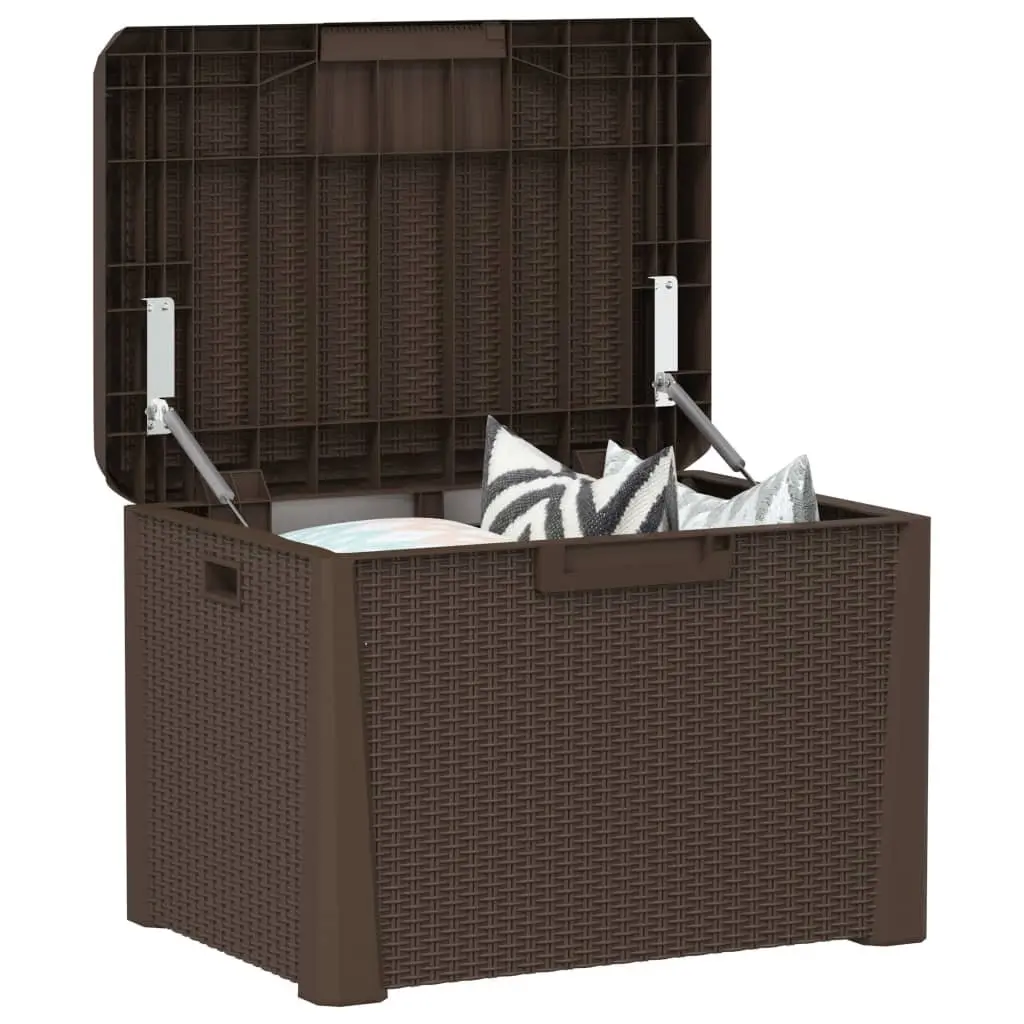 Garden Storage Box Rattan Look 125L with Seat Cushion Brown
