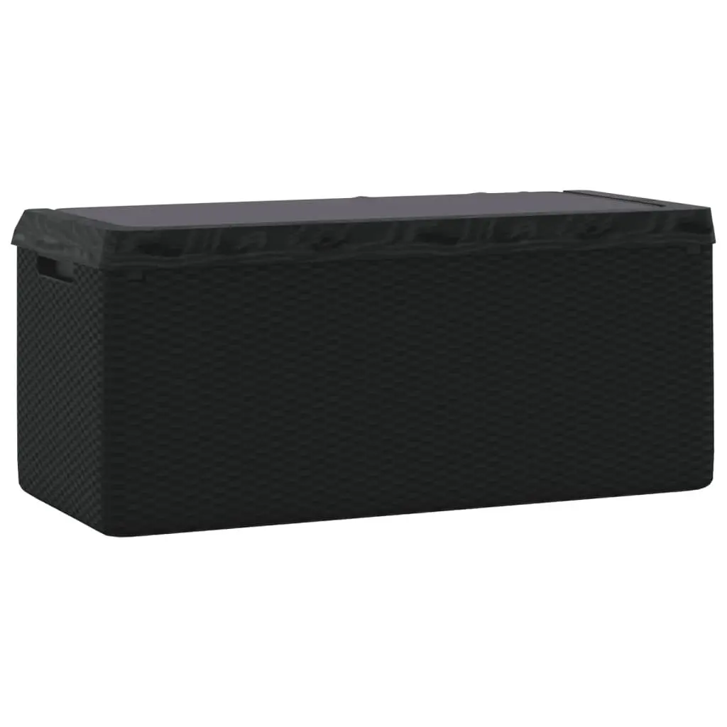 Garden Storage Box Rattan Look 350L Outdoor Patio with Seat Cushion Anthracite