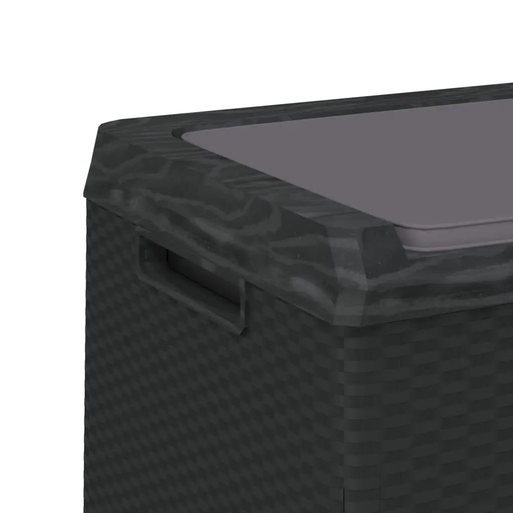 Garden Storage Box Rattan Look 350L Outdoor Patio with Seat Cushion Anthracite