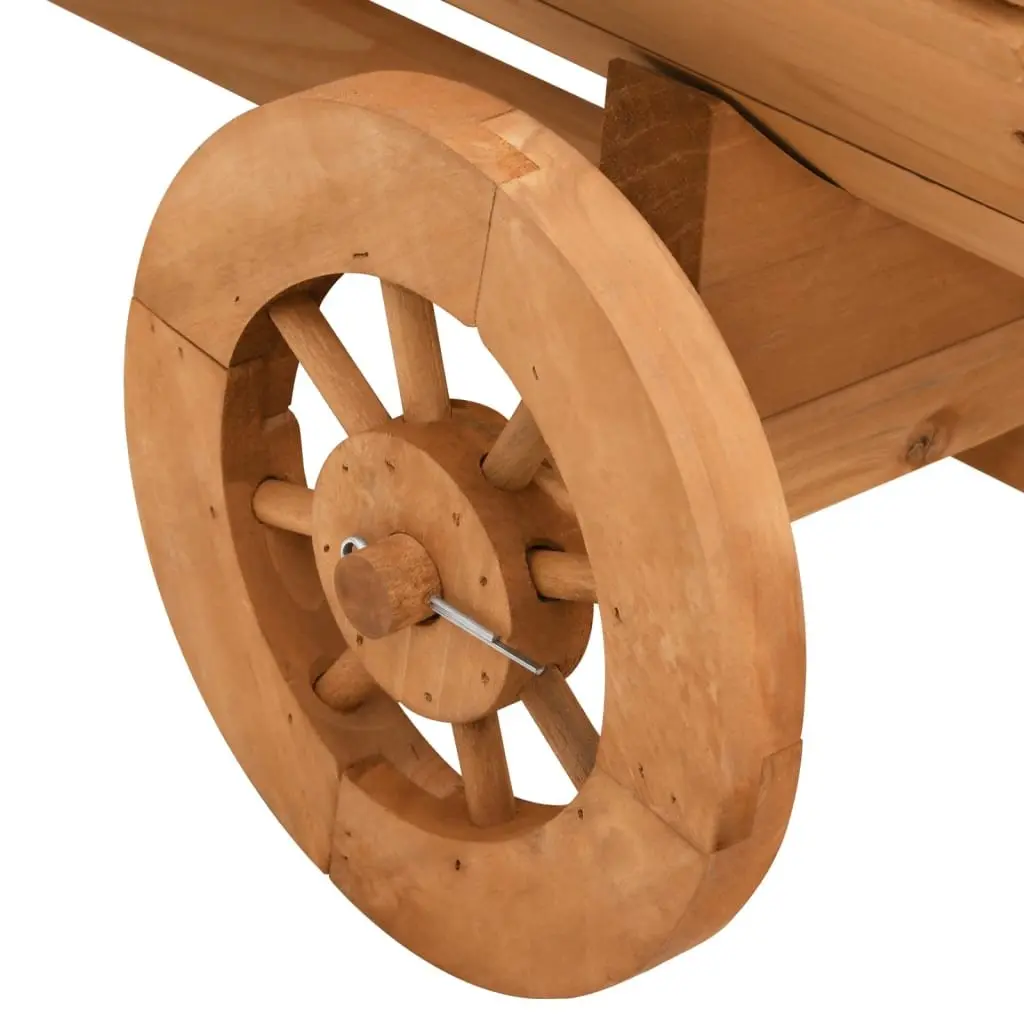Decorative Garden Wagon Solid Wood Fir Planter Cart with Wheels Handle Brown