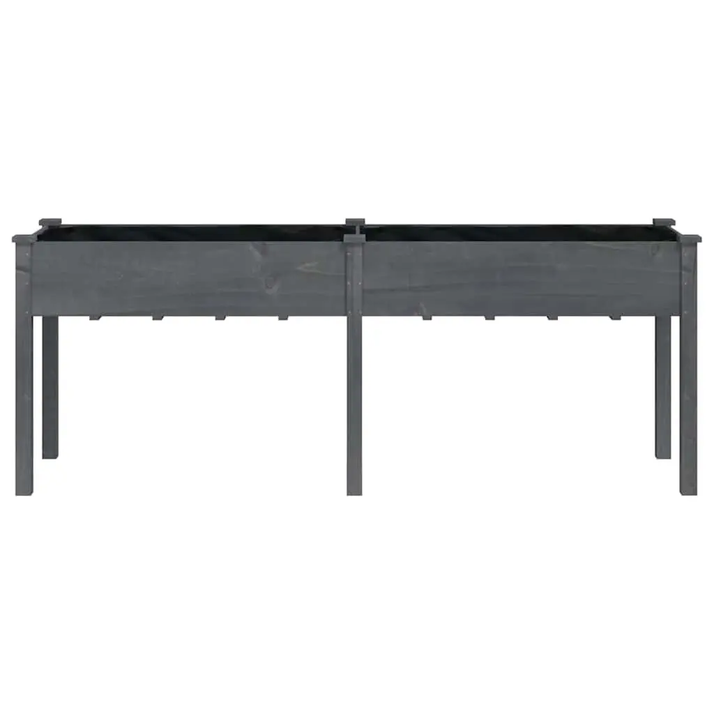 Wooden Planter Box with Liner Grey Outdoor Raised Bed 203 x 53 x 76 cm
