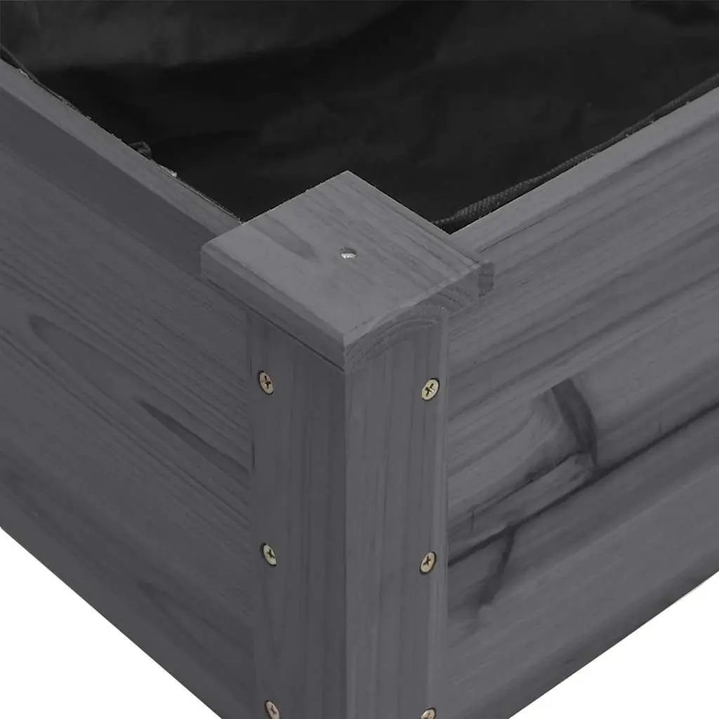 Wooden Planter Box with Liner Grey Outdoor Raised Bed 203 x 53 x 76 cm
