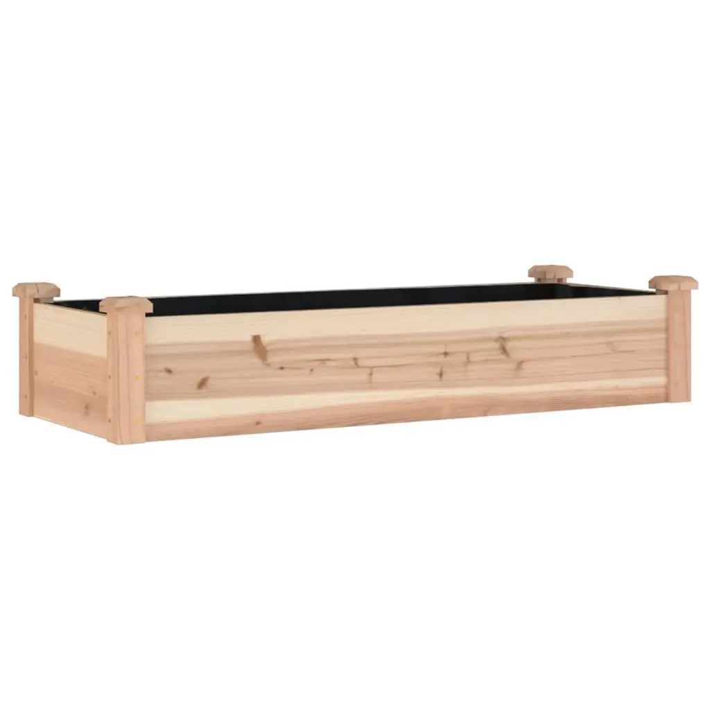 Solid Wood Garden Raised Bed with Liner 120x45x25 cm