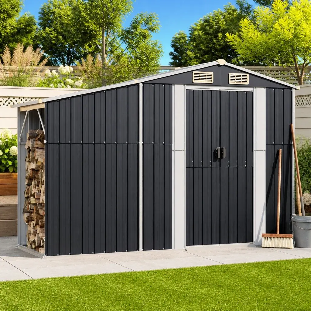 Anthracite Garden Shed 277x93x179cm in Steel