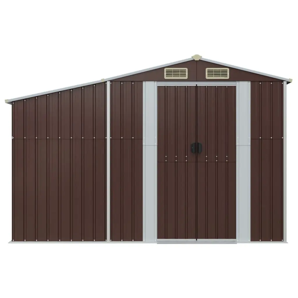 Garden Shed Brown Galvanised Steel 277x93x179 cm Outdoor Storage Tool House