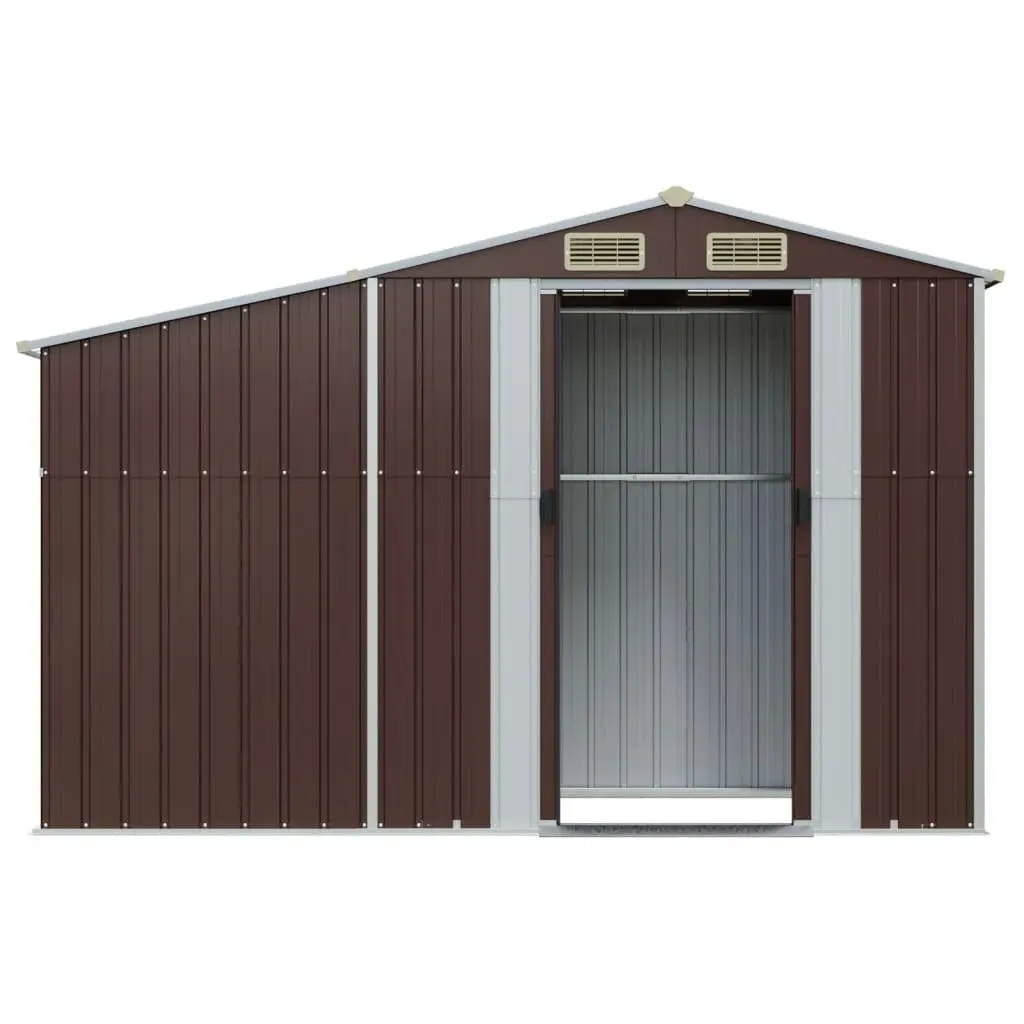 Garden Shed Brown Galvanised Steel 277x93x179 cm Outdoor Storage Tool House