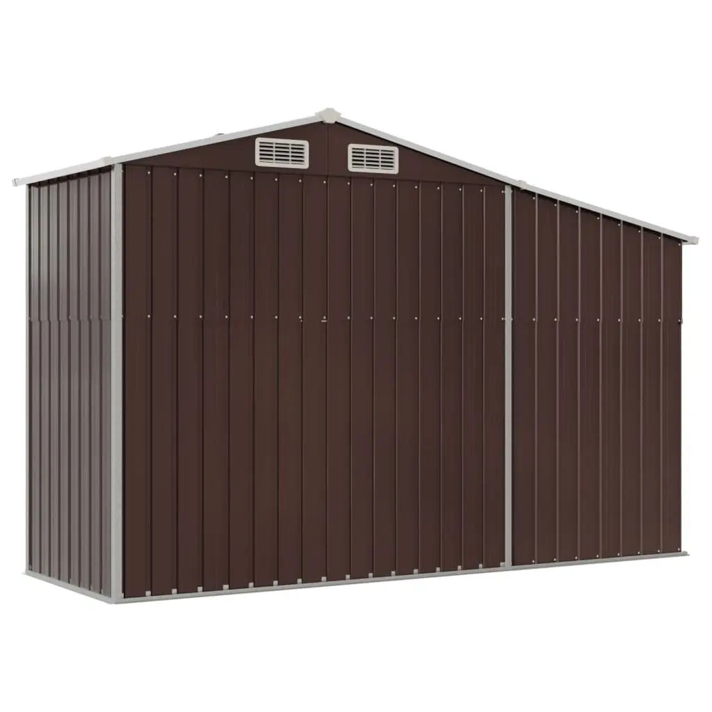 Garden Shed Brown Galvanised Steel 277x93x179 cm Outdoor Storage Tool House