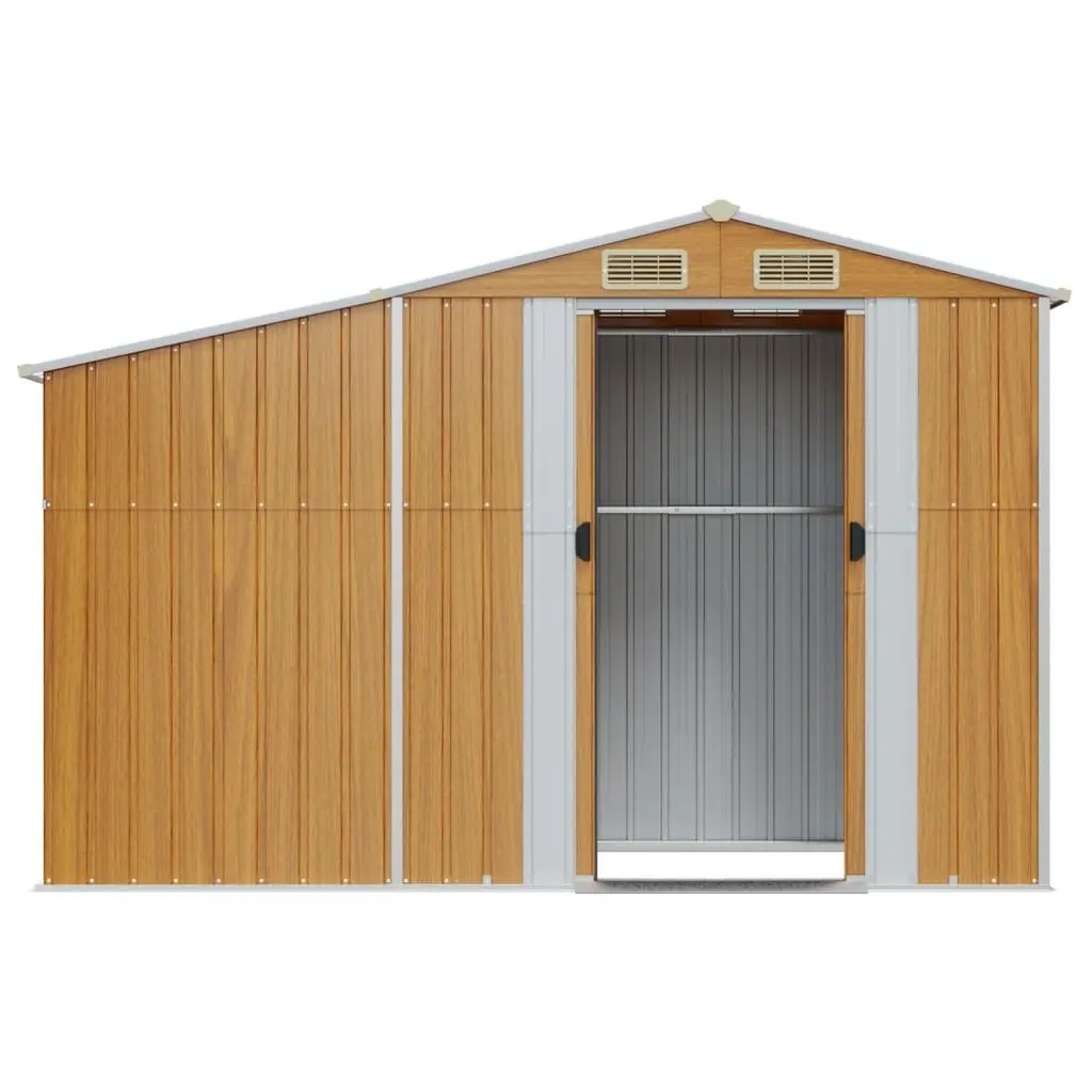 Garden Shed Brown Galvanised Steel 277x93x179 cm Outdoor Storage Tool House