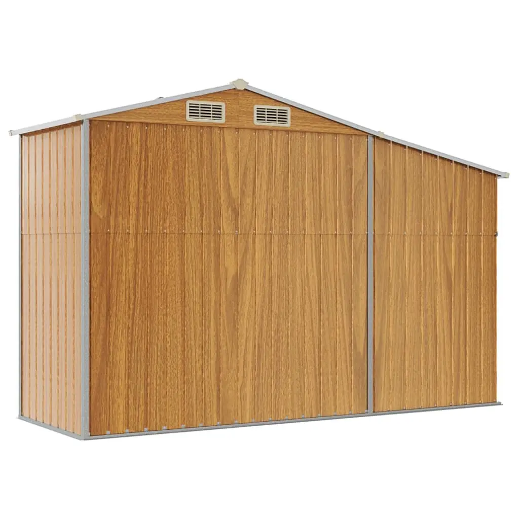 Garden Shed Brown Galvanised Steel 277x93x179 cm Outdoor Storage Tool House