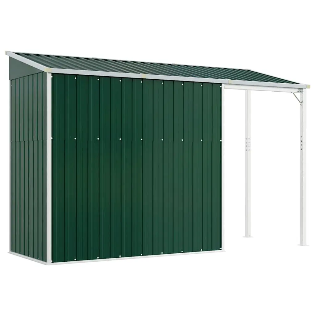 Garden Shed Extended Roof Green Galvanised Steel 277x107x181cm