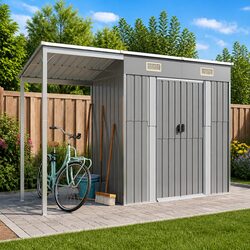 Your New Grey Garden Shed with Extended Roof
