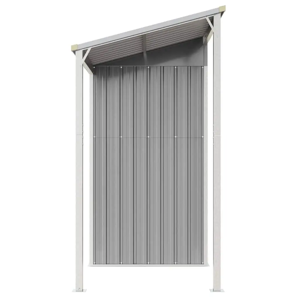 Garden Shed Grey Galvanised Steel Extended Roof Outdoor Storage 277x107x181cm