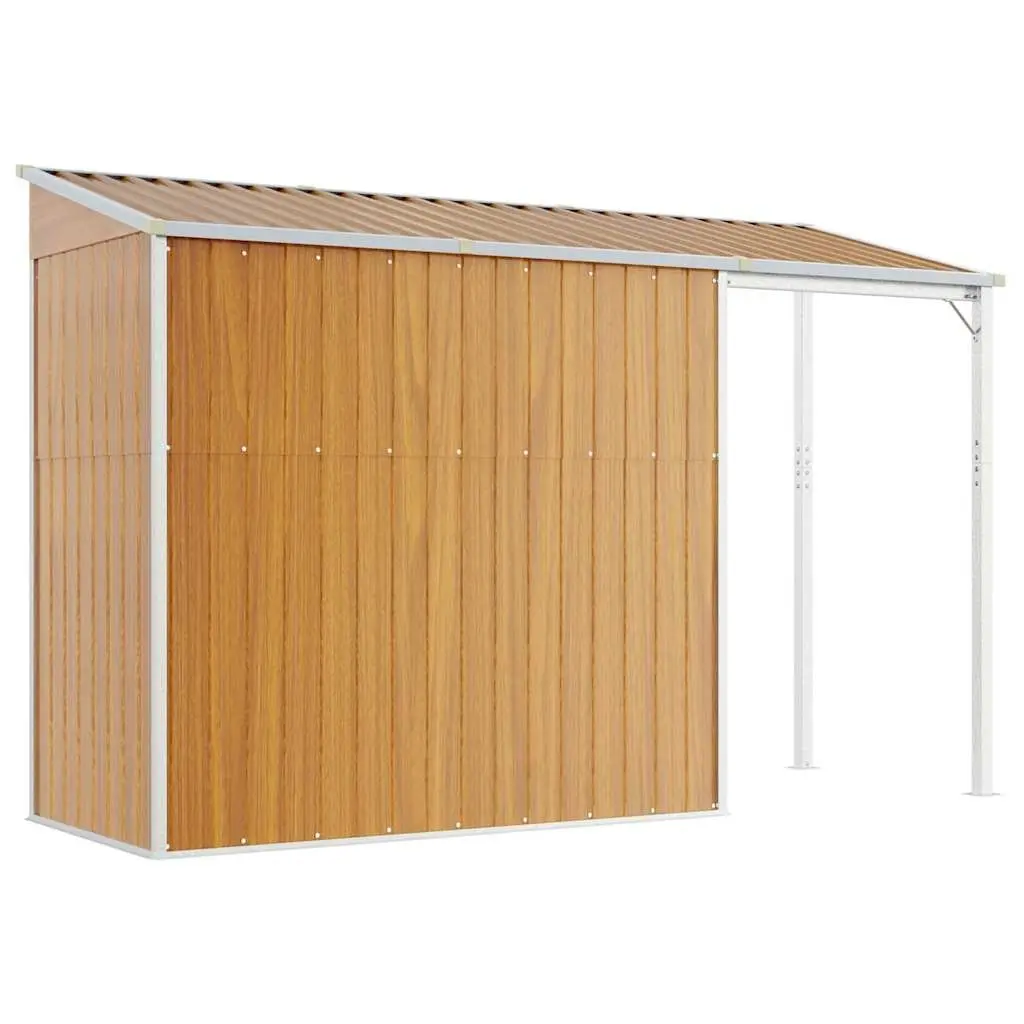 Garden Shed Extended Roof Brown Steel Storage 277 x 107 x 181 cm