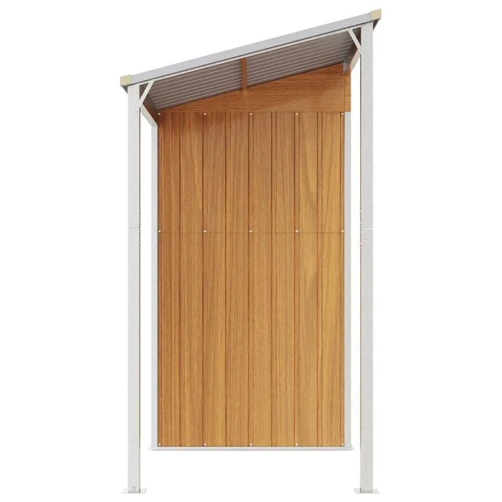 Garden Shed Extended Roof Brown Steel Storage 277 x 107 x 181 cm