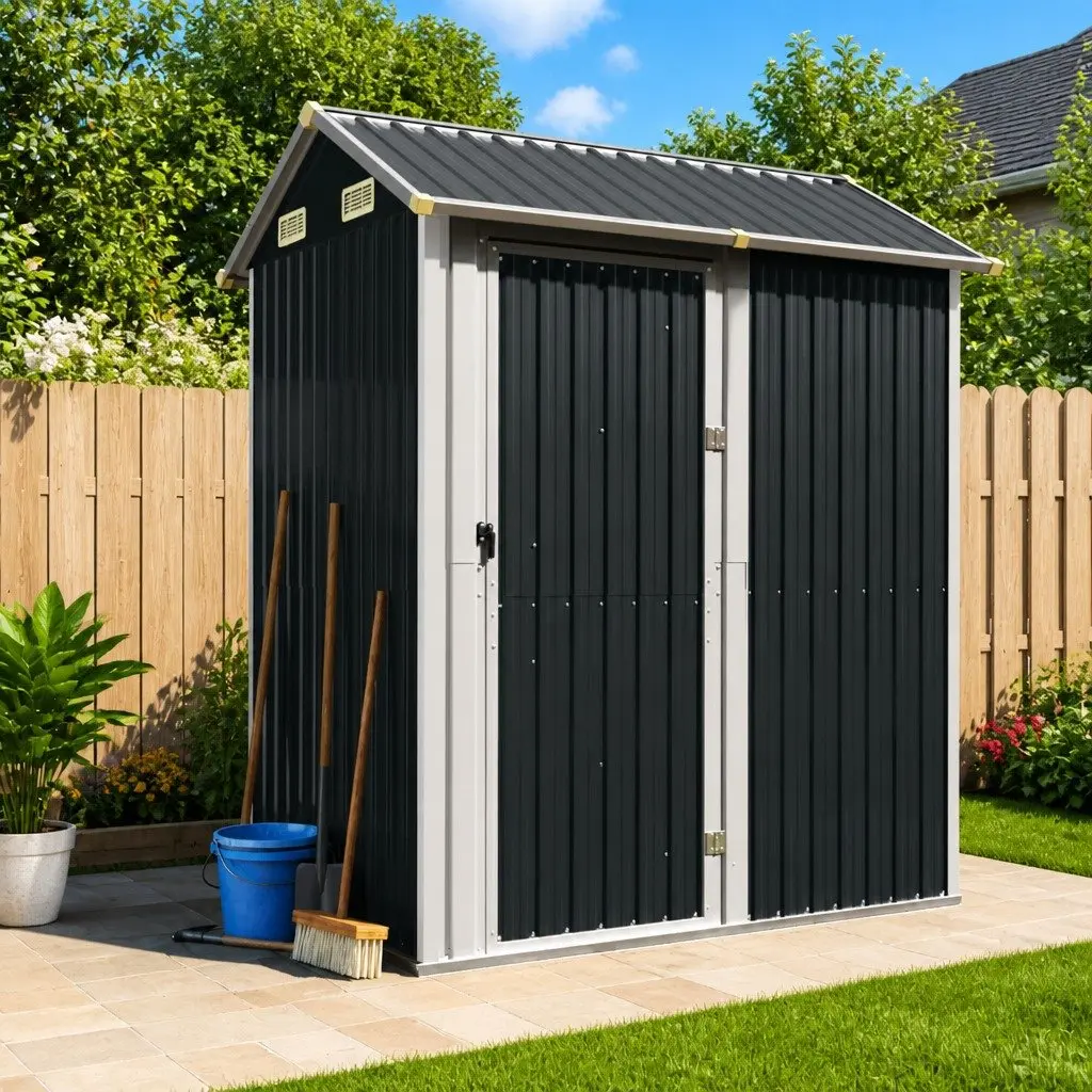 Garden Shed Galvanised Steel Anthracite 192x152.5x237 cm Outdoor Storage Tool