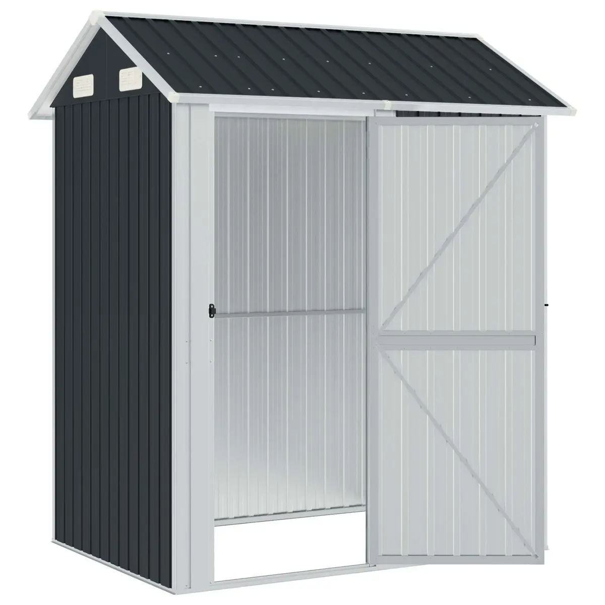 Garden Shed Galvanised Steel Anthracite 192x152.5x237 cm Outdoor Storage Tool