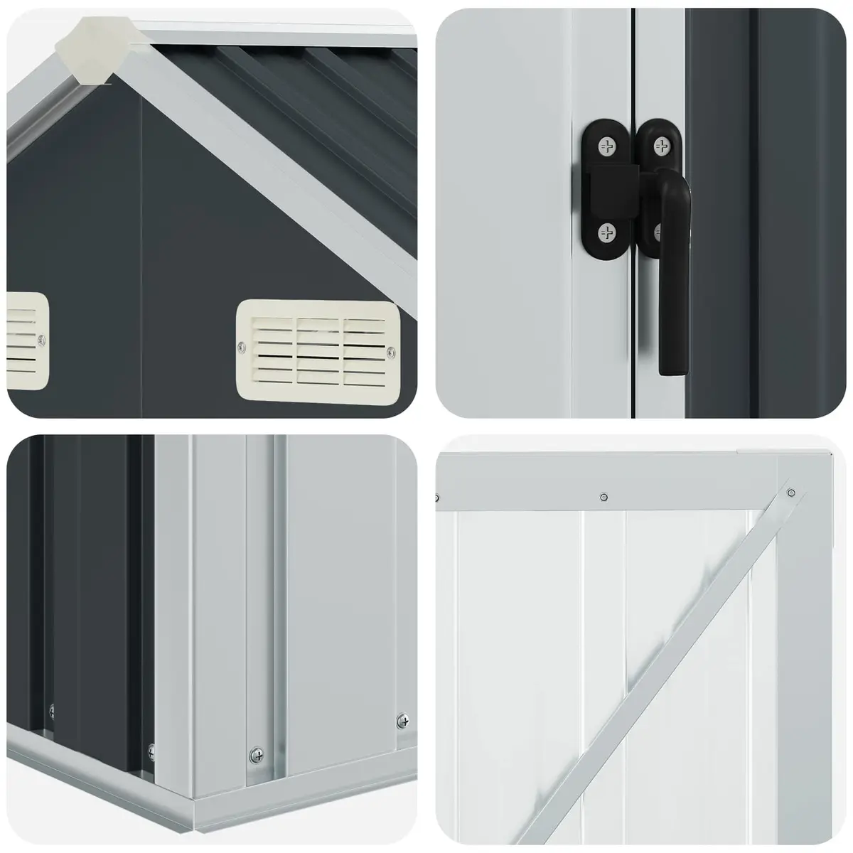 Garden Shed Galvanised Steel Anthracite 192x152.5x237 cm Outdoor Storage Tool