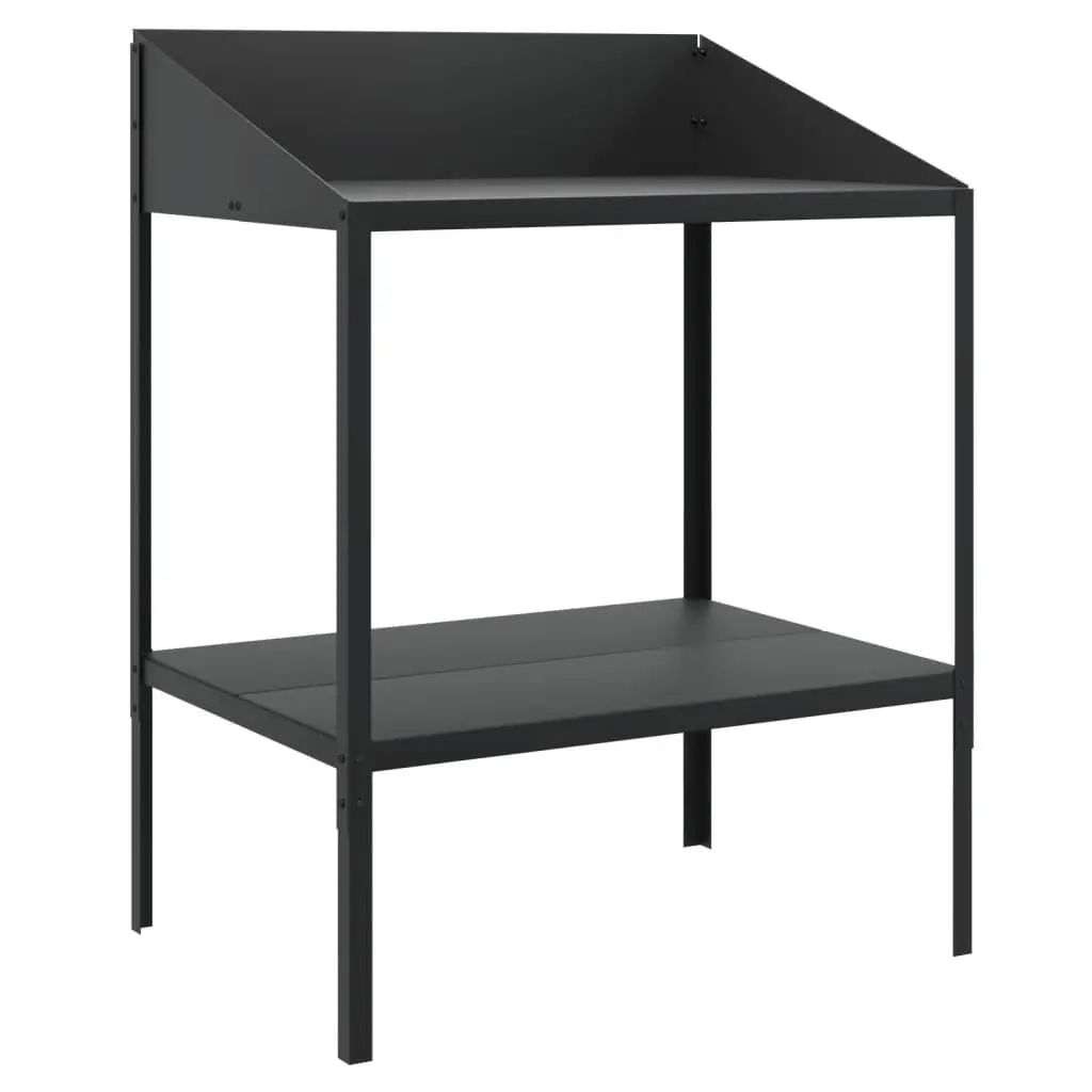 Plant Stand Anthracite 2 Tier Metal Flower Display Shelf Indoor Outdoor