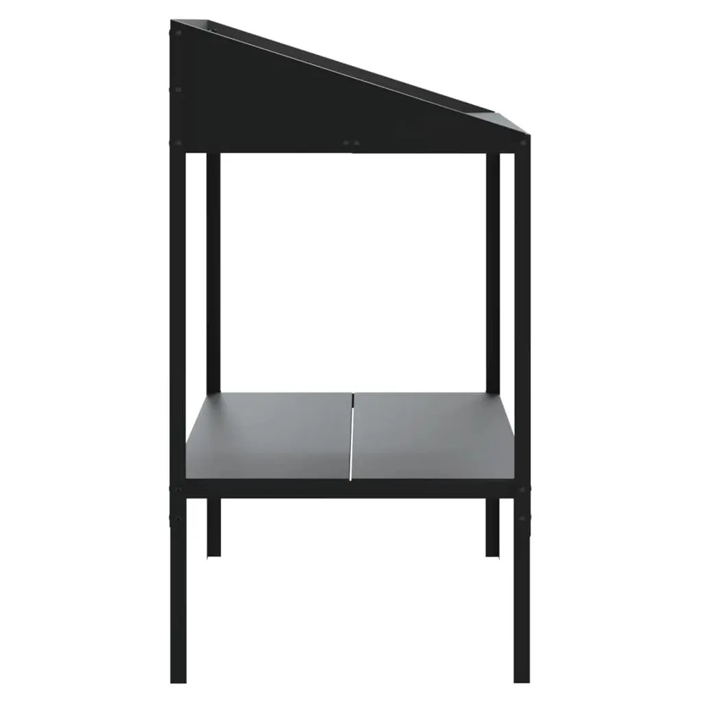 Plant Stand Anthracite 2 Tier Metal Flower Display Shelf Indoor Outdoor