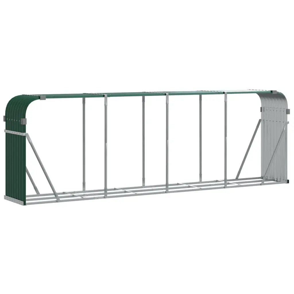 Log Holder Galvanised Steel Green 300 x 45 x 100 cm