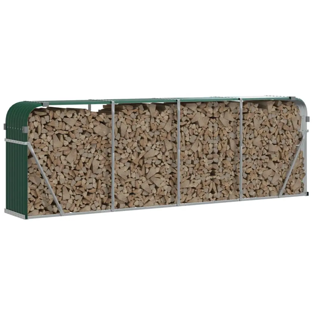 Log Holder Galvanised Steel Green 300 x 45 x 100 cm