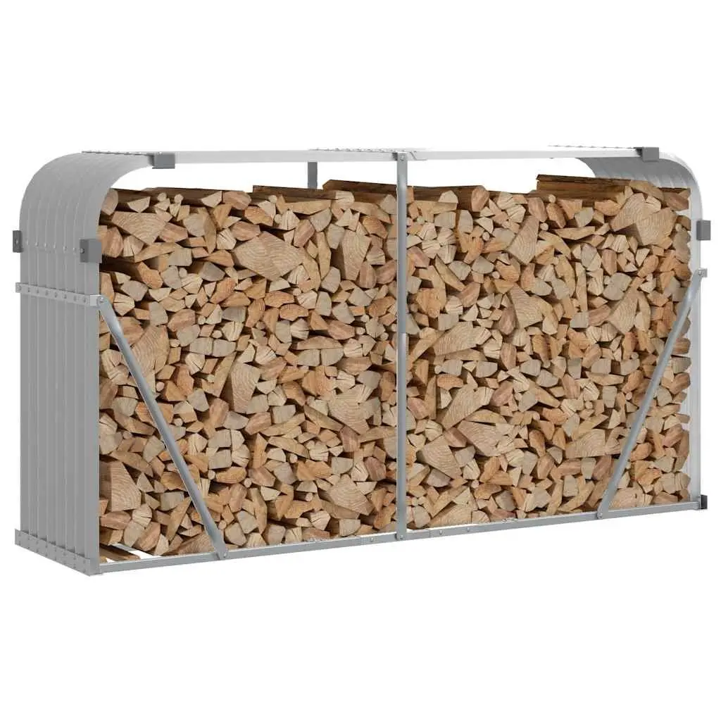 Log Holder Rack Galvanised Steel 180x45x100 cm Outdoor Firewood Storage