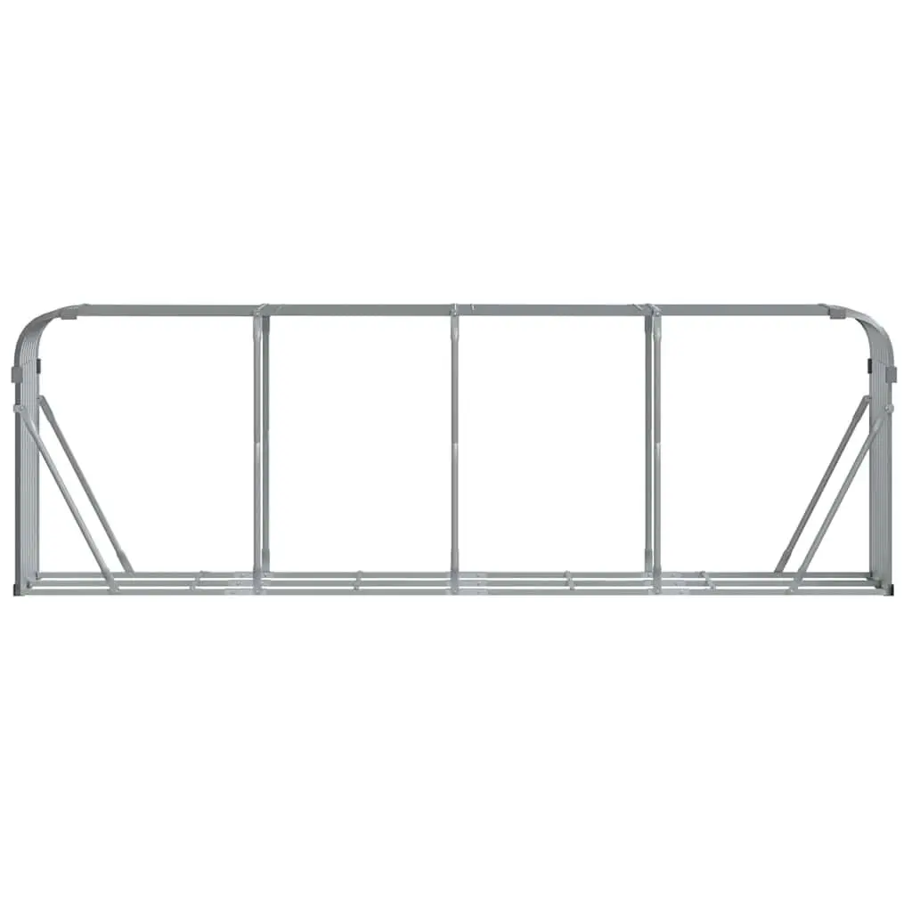 Log Holder Rack Galvanised Steel Light Grey 300x45x100cm Firewood Storage Stand