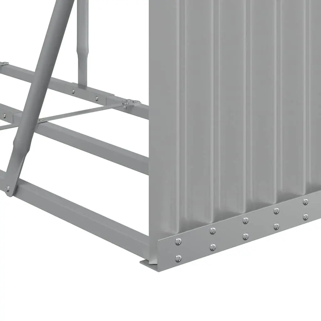 Log Holder Rack Galvanised Steel Light Grey 300x45x100cm Firewood Storage Stand
