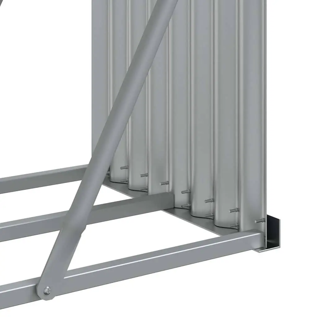 Log Holder Rack Galvanised Steel Light Grey 300x45x100cm Firewood Storage Stand