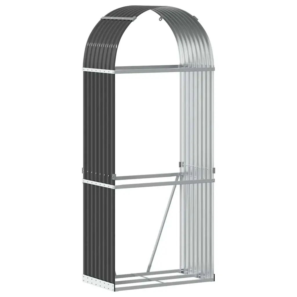 Log Holder Anthracite Steel Indoor Outdoor Fireplace Wood Storage Rack 80L x 45W x 190H cm