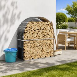 Log Holder Anthracite Galvanised Steel Fireplace Wood Storage Rack 120x45x140cm
