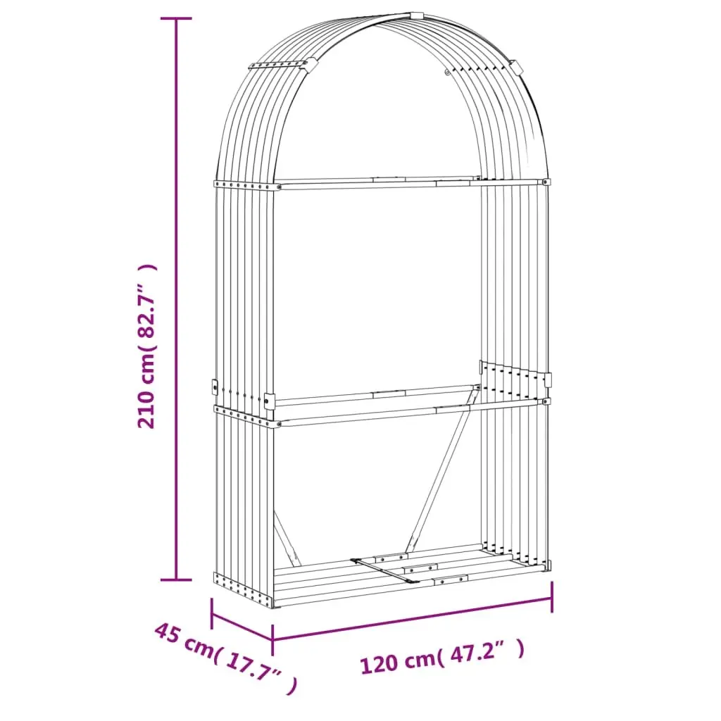 Log Holder Galvanised Steel Anthracite 120x45x210 cm