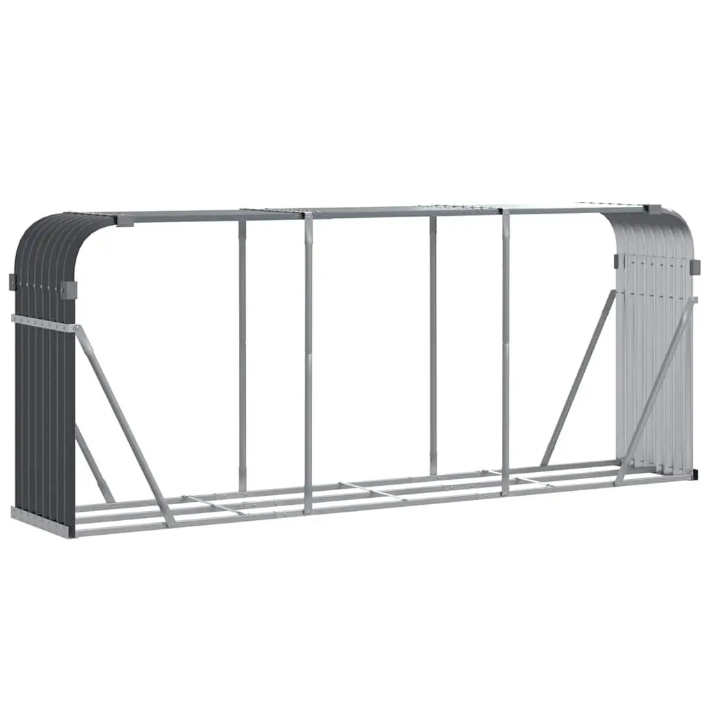 Log Holder Fireplace Wood Storage Rack Galvanised Steel Anthracite 234x45x100cm