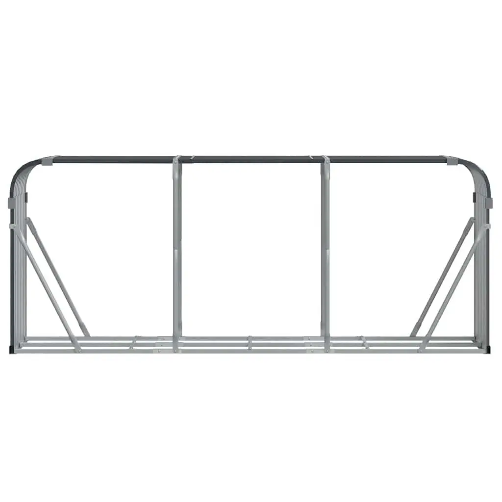 Log Holder Fireplace Wood Storage Rack Galvanised Steel Anthracite 234x45x100cm
