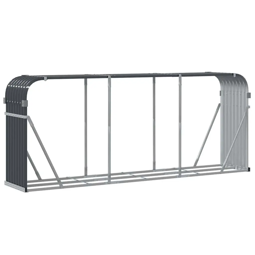 Log Holder Fireplace Wood Storage Rack Galvanised Steel Anthracite 234x45x100cm