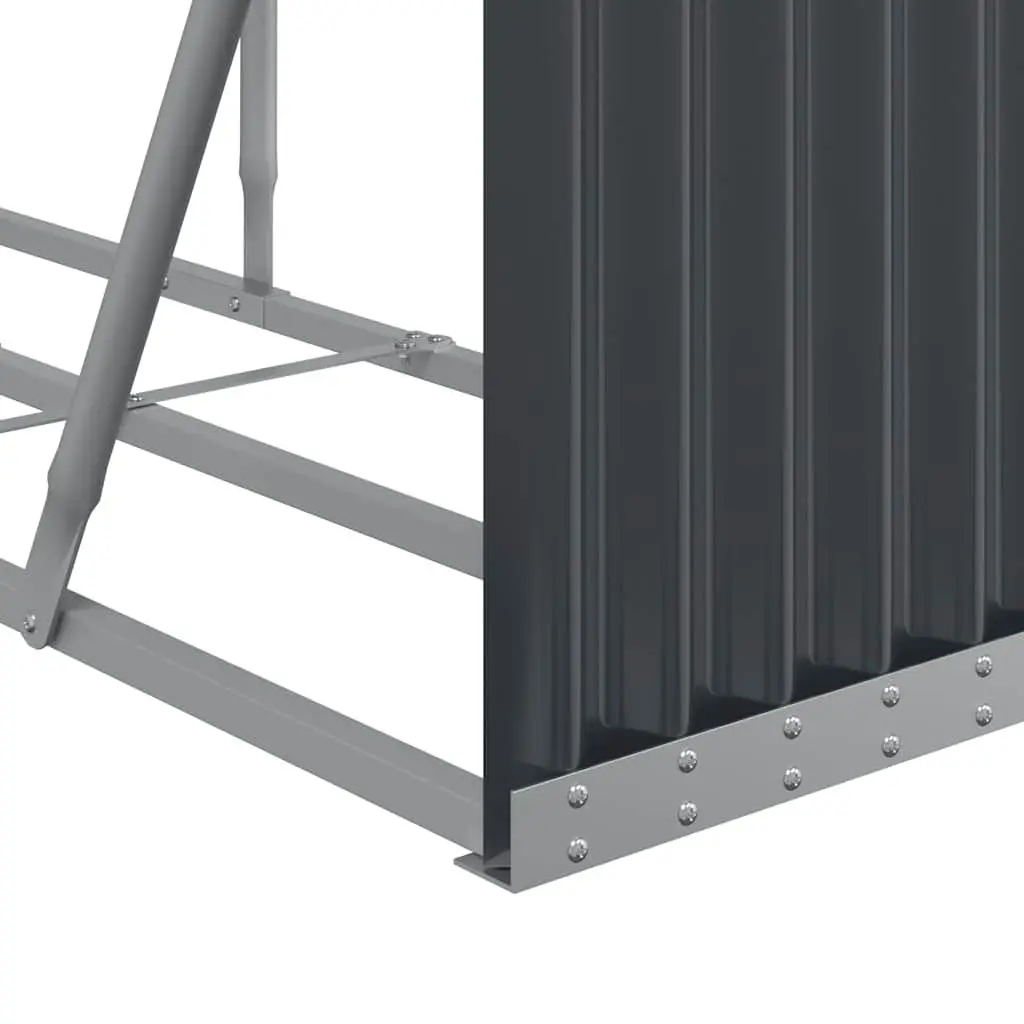 Log Holder Fireplace Wood Storage Rack Galvanised Steel Anthracite 234x45x100cm