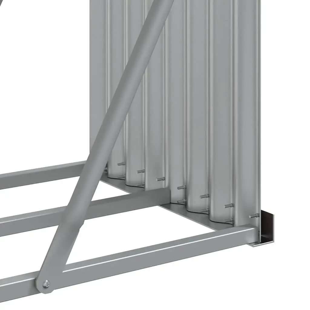 Log Holder Fireplace Wood Storage Rack Galvanised Steel Anthracite 234x45x100cm