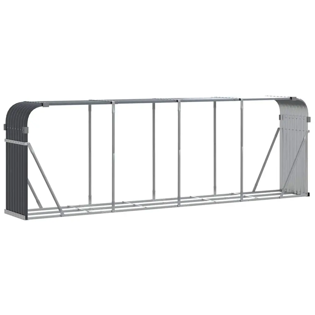 Log Holder Anthracite Galvanised Steel Firewood Storage Rack Wall Mount Outdoor