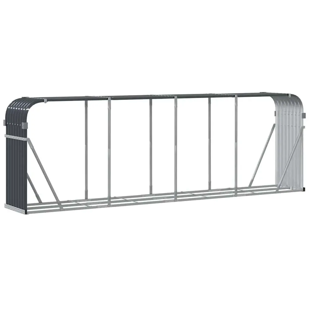 Log Holder Anthracite Galvanised Steel Firewood Storage Rack Wall Mount Outdoor